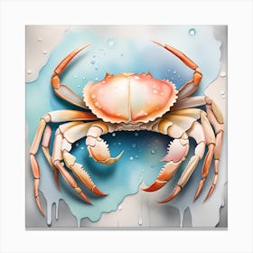 Crab In Water Watercolor Dripping Canvas Print