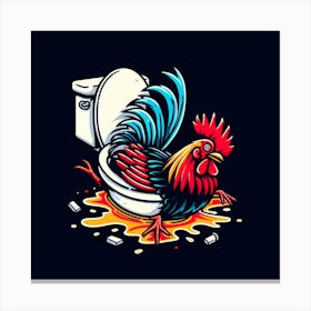 Rooster In The Toilet Canvas Print