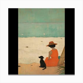 Dog On The Beach Canvas Print