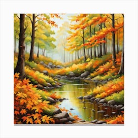 Forest In Autumn In Minimalist Style Square Composition 276 Canvas Print