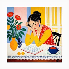 Woman Reading A Book 11 Canvas Print