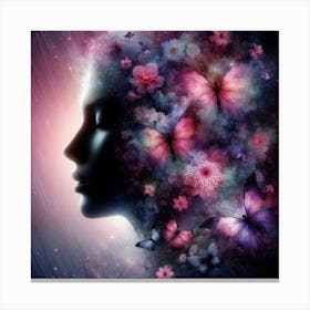 Butterfly Portrait Of Woman Canvas Print