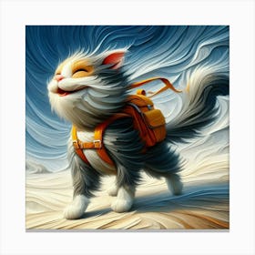 Cat With Backpack Canvas Print