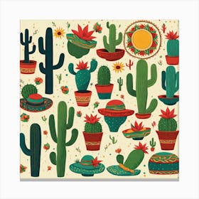 Mexican Cactus Set 2 Canvas Print