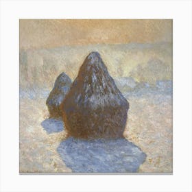 Haystacks Snow Effect (1891) Canvas Print