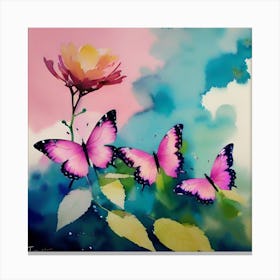 Butterflies And Roses Canvas Print