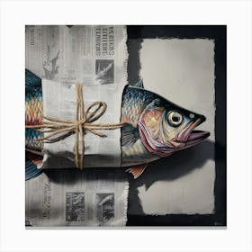 Fish Wrapped In Newspaper Canvas Print