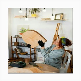 Young Woman Working In A Workshop Canvas Print