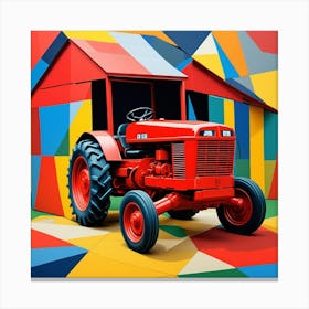 Red Tractor Fragmentation Canvas Print