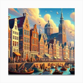 Canal Canvas: Amsterdam Reflections Canvas Print
