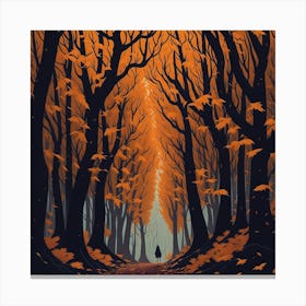 Leonardo Diffusion Dense Autumnal Woods With Warm Colors Leave 1 Canvas Print