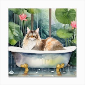 Maine Coon Cat Nestled In Canvas Print