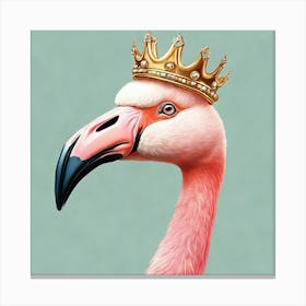 Flamingo With Crown Canvas Print