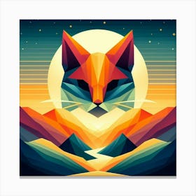 Peppercorn Low Poly Cat Canvas Print