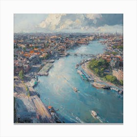 Amsterdam River Art Canvas Print