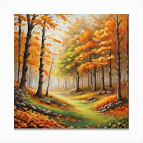 Forest In Autumn In Minimalist Style Square Composition 270 Canvas Print