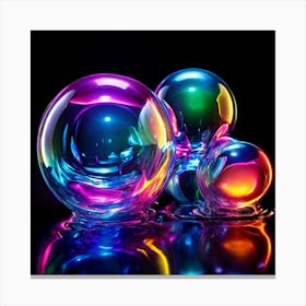 Glow Shapes Neon Bright Color 3d Fluid Bubbles Luminous Vibrant Vivid Radiant Flowing G (6) Canvas Print