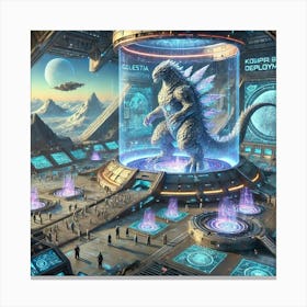 A Futuristic Sci Fi Scene Showcasing The Kaiju Dep Canvas Print