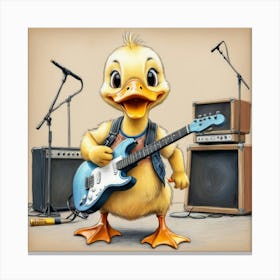 Duck With Guitar 8 Canvas Print