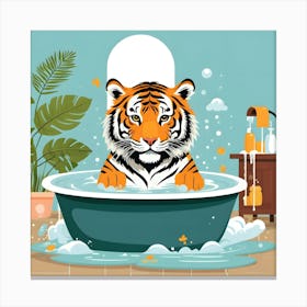 Tiger In The Bath Canvas Print
