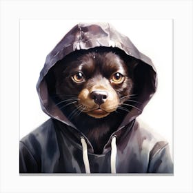 Watercolour Cartoon Tasmanian Devil In A Hoodie 3 Canvas Print