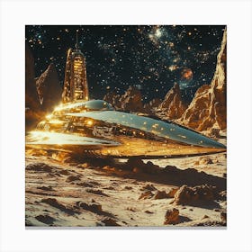 Spaceship On The Moon Canvas Print