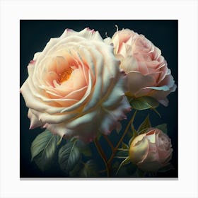 Illuminating A Delicate Pink And White Roses Bouque Canvas Print