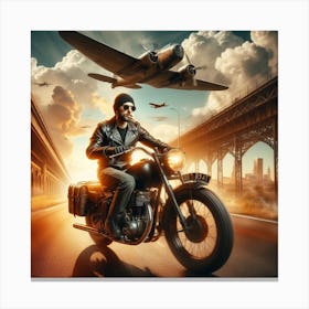 Man On A Motorcycle 5 Canvas Print
