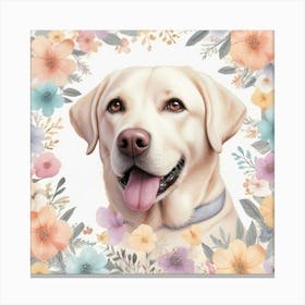 Floral Whimsical Labrador Retriever Illustration Canvas Print