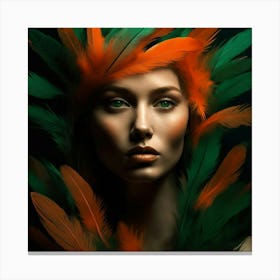 Portrait Of A Woman With Feathers Canvas Print