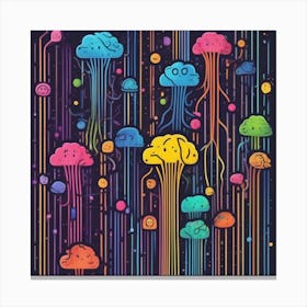 Colorful Jellyfish Canvas Print