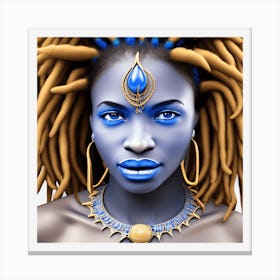 Blue Goddess Dreadlocks Canvas Print