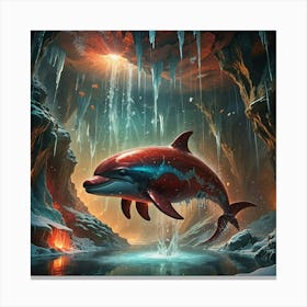 Dolphin In Ice Cave Canvas Print