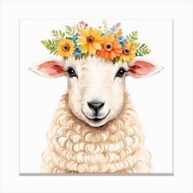 Floral Baby Sheep Nursery Illustration (20) Canvas Print