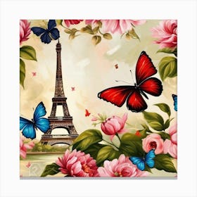 Paris With Butterflies 82 Canvas Print