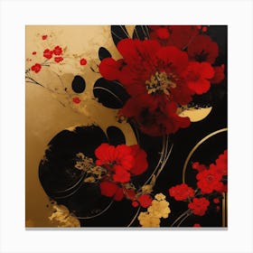 Gutai Red Flowers Canvas Print