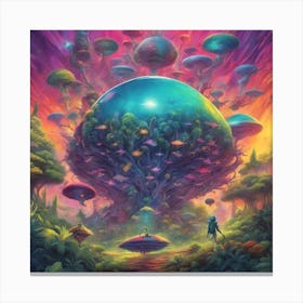 Imagination, Trippy, Synesthesia, Ultraneonenergypunk, Unique Alien Creatures With Faces That Looks (12) Canvas Print