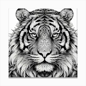 Line Art tiger 4 Canvas Print