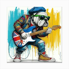 British Bulldog Guitar Player Canvas Print