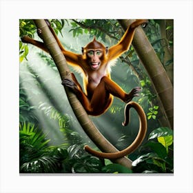 Monkey In The Jungle 2 Canvas Print