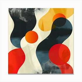 Abstract Art With Flowing Shapes In Red Orange Yellow And Black Canvas Print