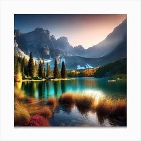 Mountain Lake Stock Videos & Royalty-Free Footage Canvas Print