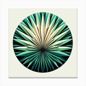 Geometric Art Green fan of palm leaves Canvas Print