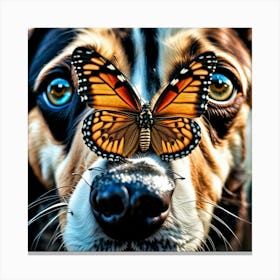 Butterfly And A Dog Canvas Print