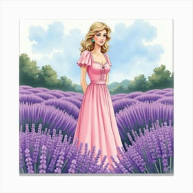 Watercolor Princess Diana Amidst A Picturesque Field Of Lavender 1 Canvas Print