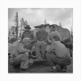 Untitled Photo, Possibly Related To Malheur National Forest, Grant County, Oregon, Lumberjacks And A Truckload Canvas Print