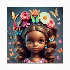 Little 3d Brown Skin Doll Curly Long Hair With Canvas Print