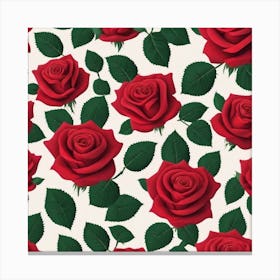 Red Roses Seamless Pattern Canvas Print