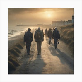People Walking On The Beach 3 Canvas Print