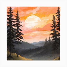 Sunset In The Mountains Canvas Print